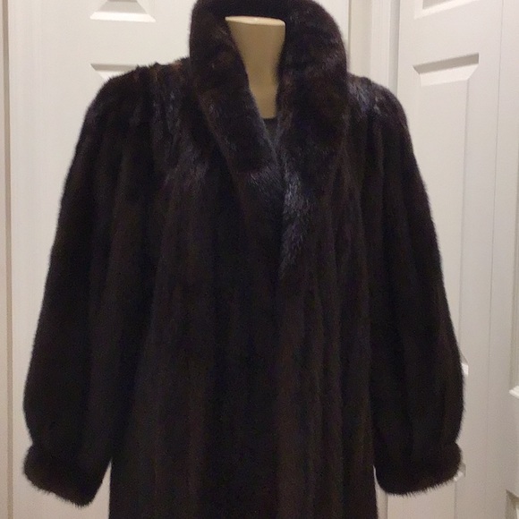 Dark Chocolate Brown Full-Length Mink Coat size 12 large - Picture 2 of 11